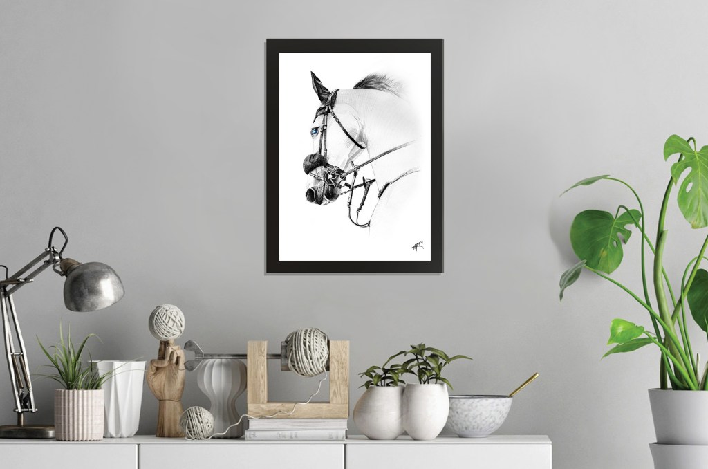 Tableau équestre crayonné